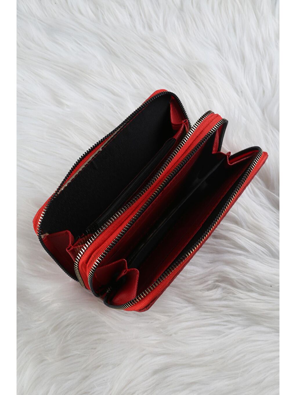 Kırmızı Çizgi Desenli Cüzdan/Para Çantası-1