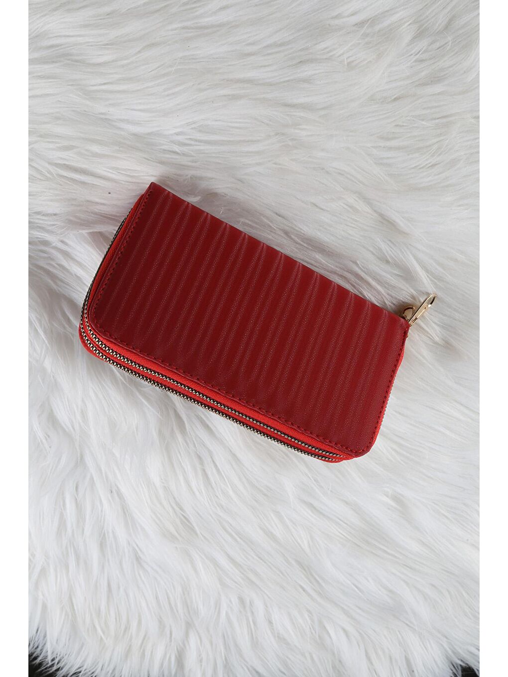 Kırmızı Çizgi Desenli Cüzdan/Para Çantası-2