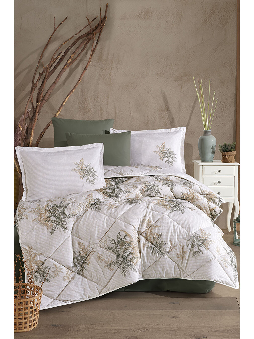 Yeşil Ranforce %100 Pamuk Çift Kişilik Uyku Seti Virele