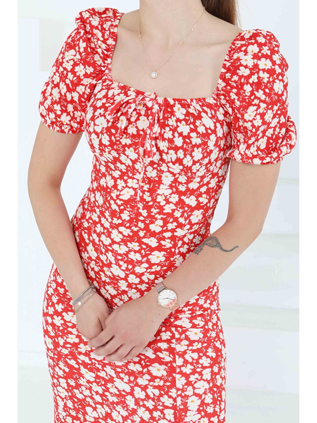 Kırmızı Prenses Kol Yırtmaçlı Elbise Kirmizi - 27292-1