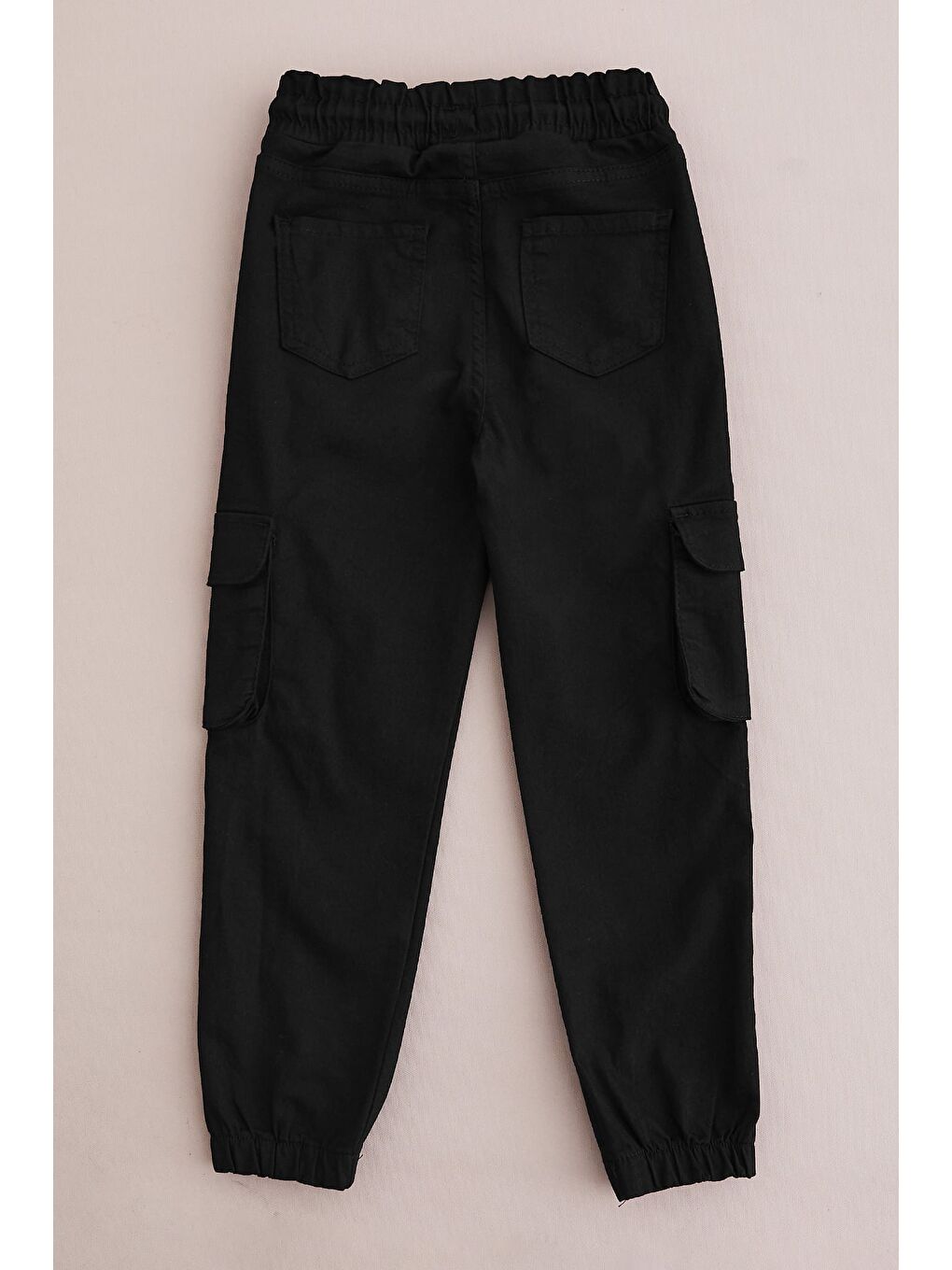 Siyah Beli Bağlamalı Kargo Cepli Erkek Çocuk Jogger Pantolon-2