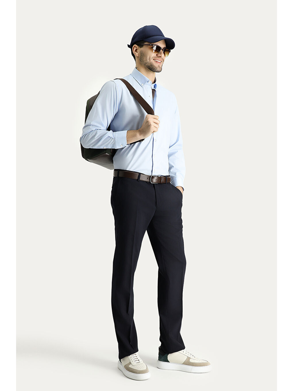 Mavi Uzun Kol Regular Fit Non Iron Ütü Gerektirmeyen Pamuklu Düğmeli Yaka Büyük Beden Gömlek-1