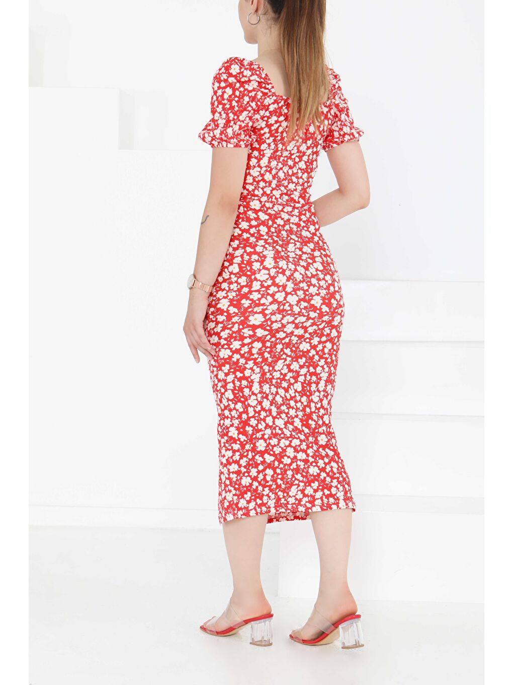 Kırmızı Prenses Kol Yırtmaçlı Elbise Kirmizi - 27292-5
