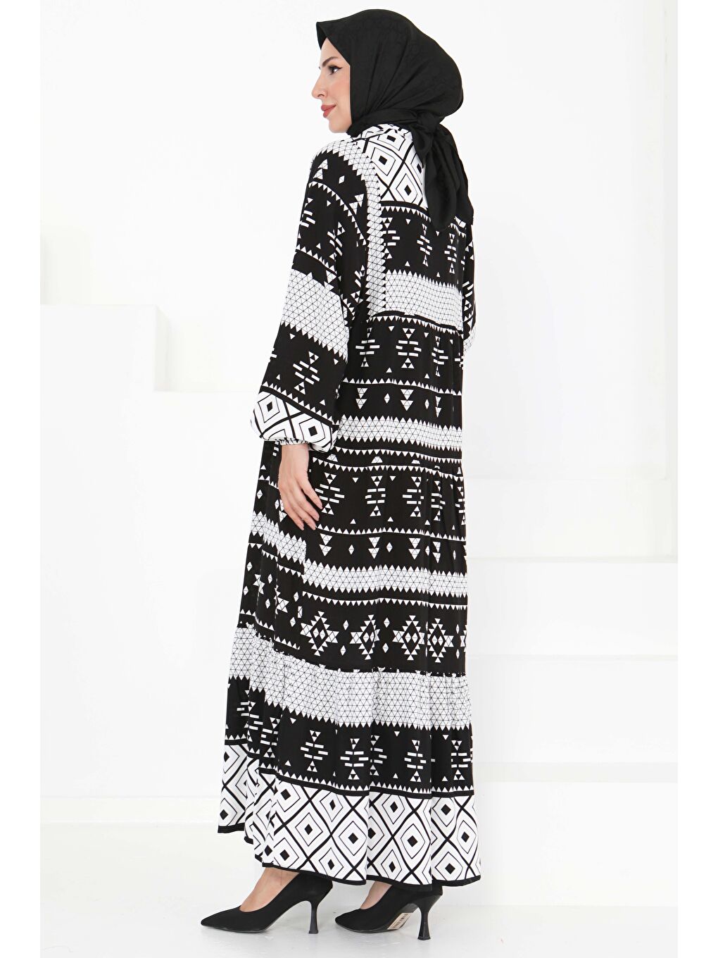 Düğme Detaylı Elbise Siyah - 27396-4