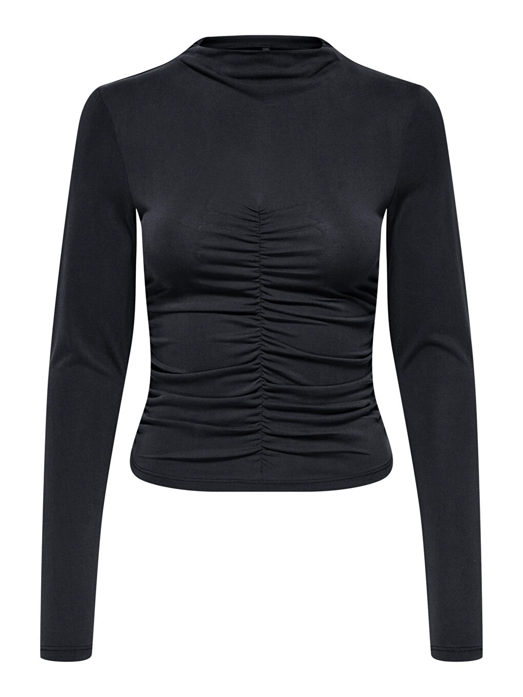Siyah Onlhannah Regular Fit Bisiklet Yaka Kırışıklık Detaylı Kadın T Shirt 15363623-5