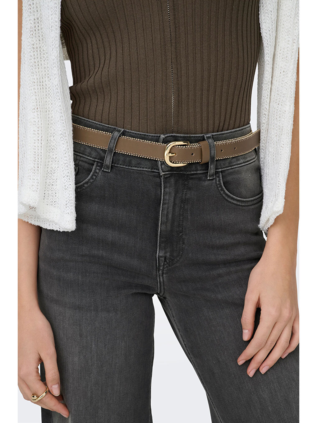 Gri Onlmadison Pamuklu Wide Leg Fit Yüksek Bel Kadın Jean Pantolon 15367997-3