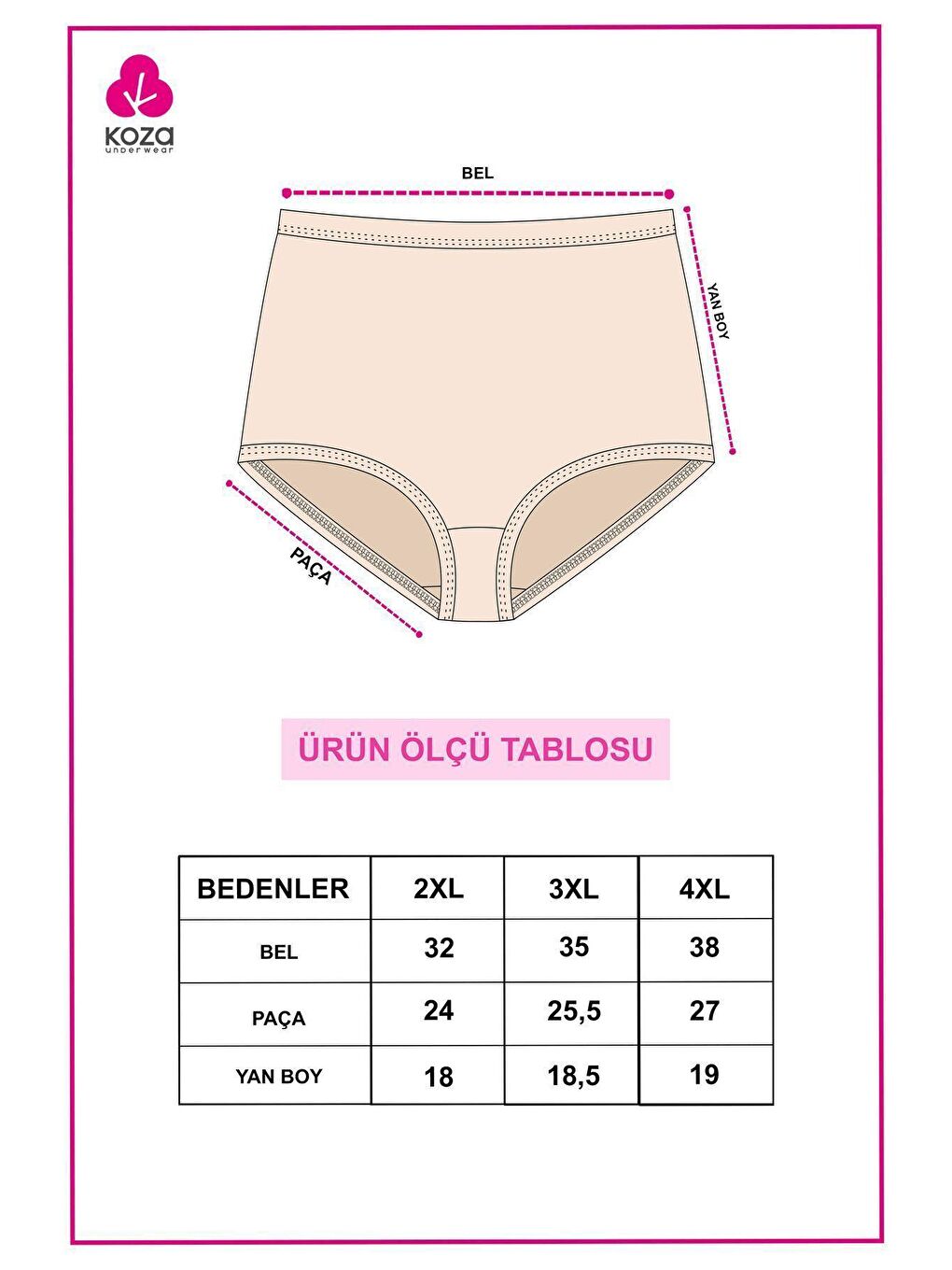 Koza İç Giyim Siyah-Kırmızı-Beyaz Kadın 5'li Elastanlı Curve Büyük Beden Battal Ekstra Yüksek Bel Külot - 6