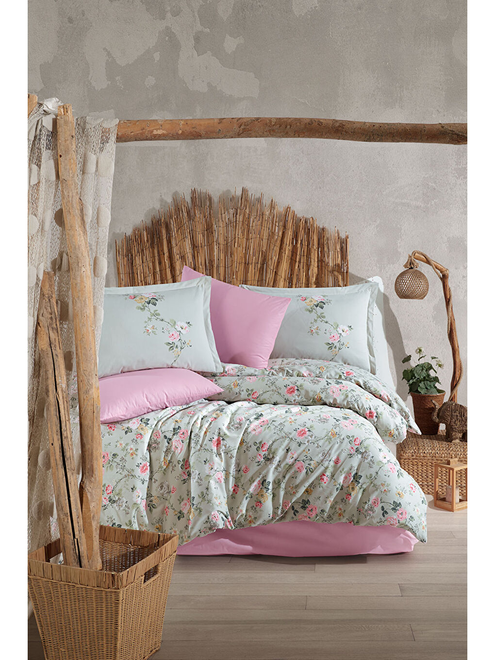 Yeşil %100 Pamuk Nevresim Takımı Çift Kişilik Elara