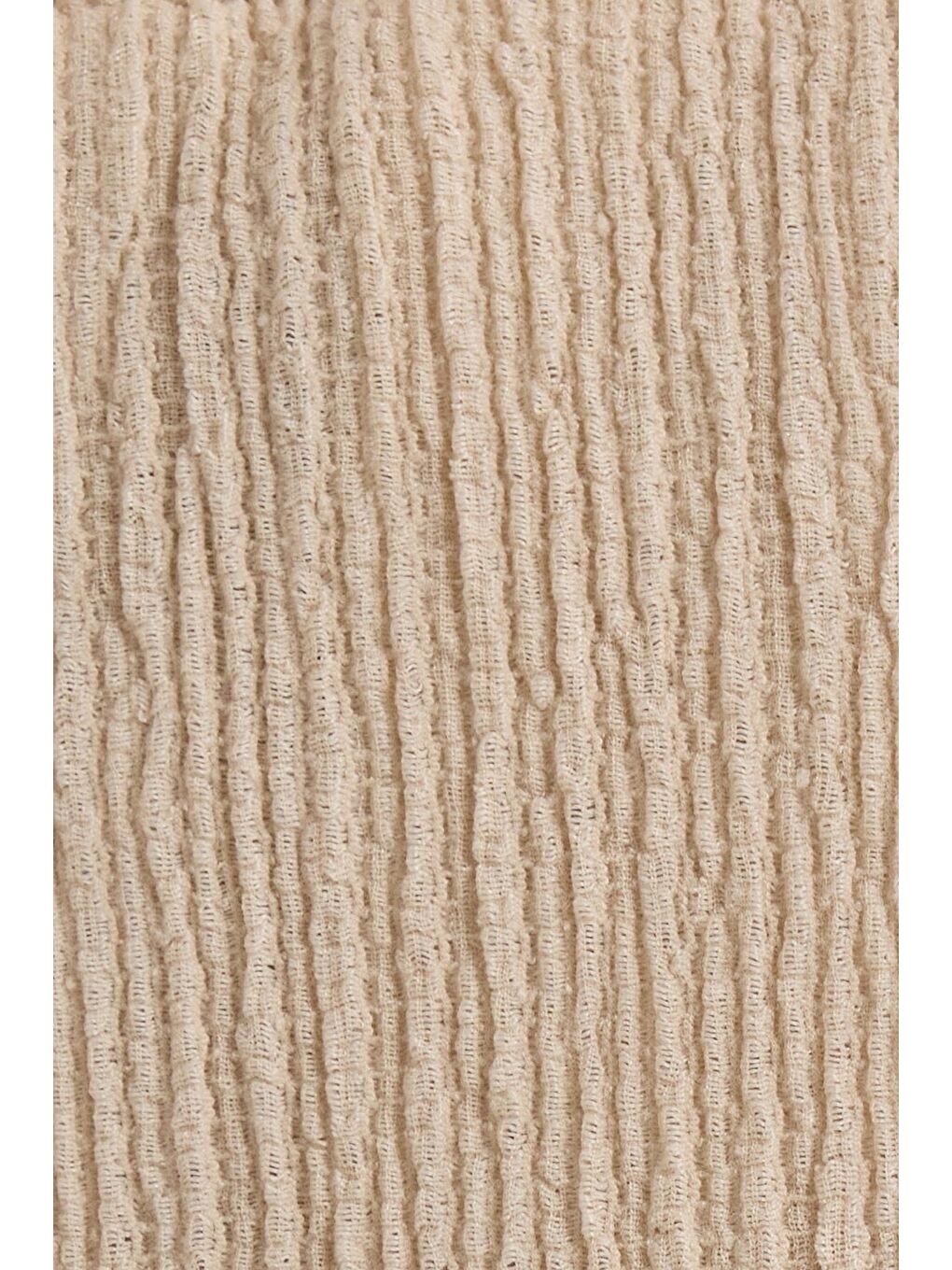 Erkek Slim Fit Dar Kesim Apaş Yaka Beli Bağcıklı Bej Gömlek Şort Takım-5