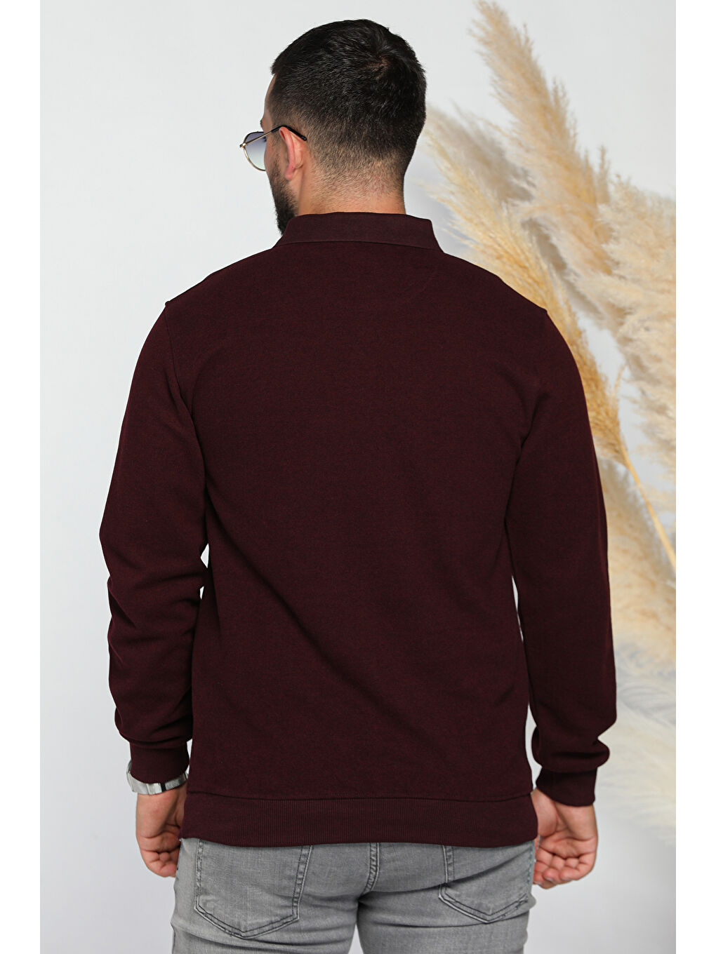 Mishar İtalia Bordo Erkek Polo Yaka Selanik Sweatshirt - 2