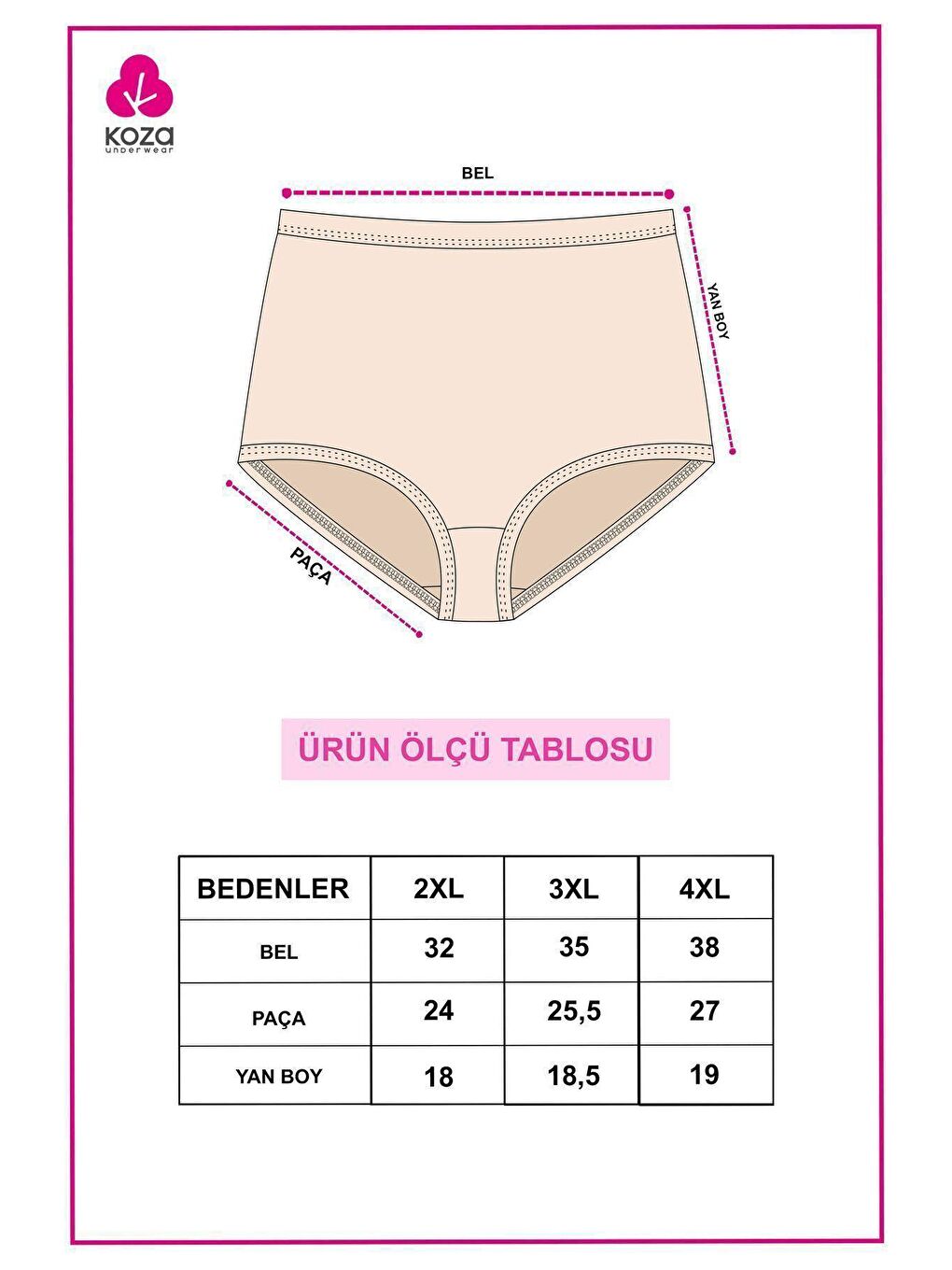 Koza İç Giyim Beyaz-Ten Rengi Kadın 5'li Elastanlı Curve Büyük Beden Battal Ekstra Yüksek Bel Külot - 4