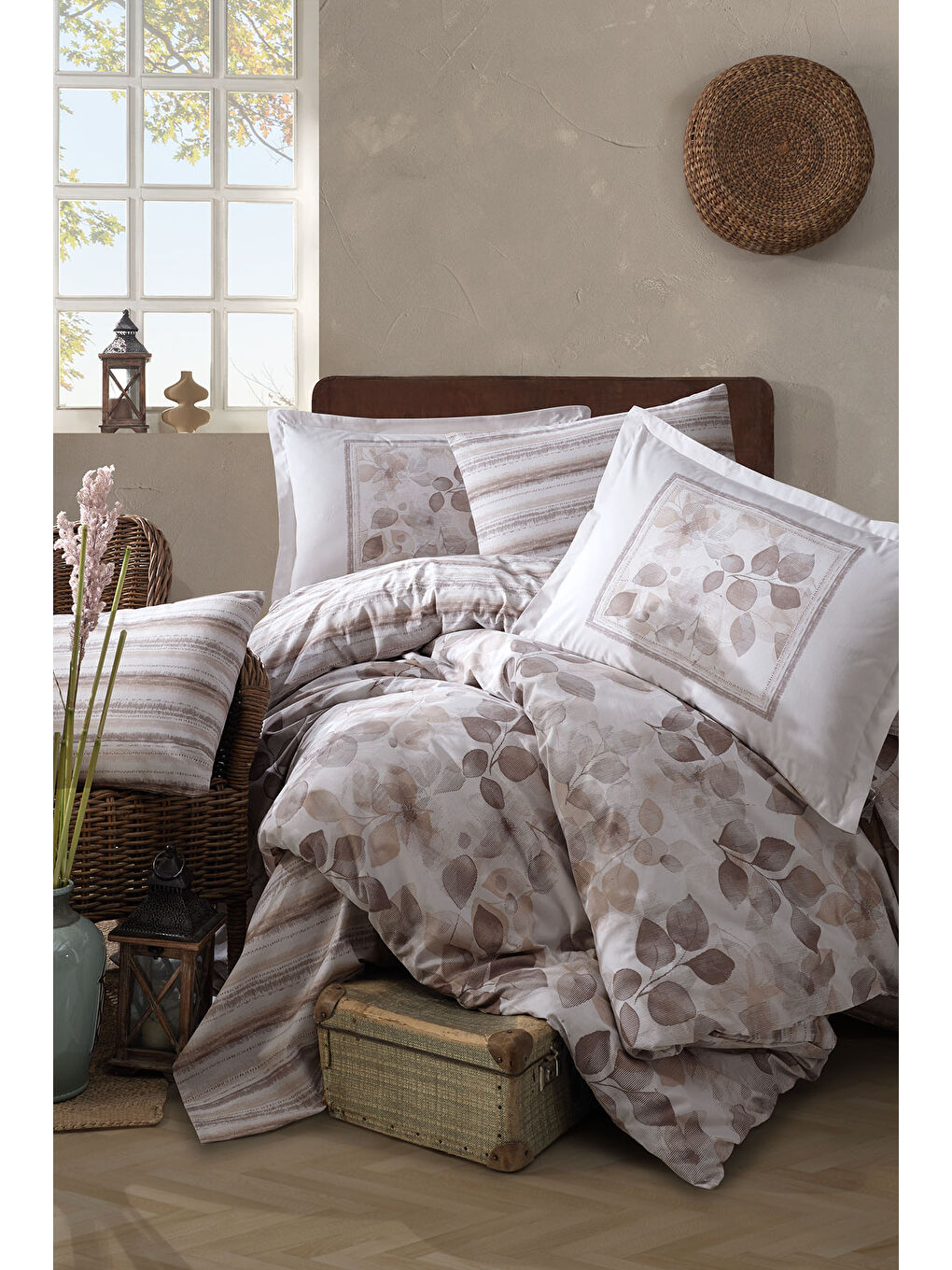 Bej %100 Pamuk Nevresim Takımı Çift Kişilik Semeran-2