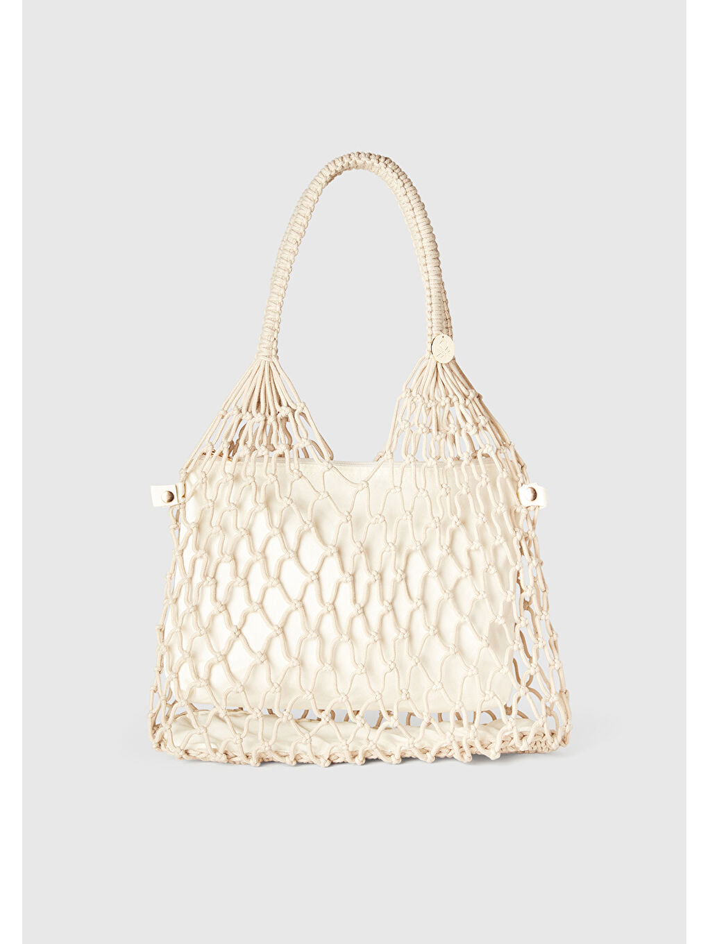 Kadın Ekru İçi Pamuk Delikli Omuz Çantası