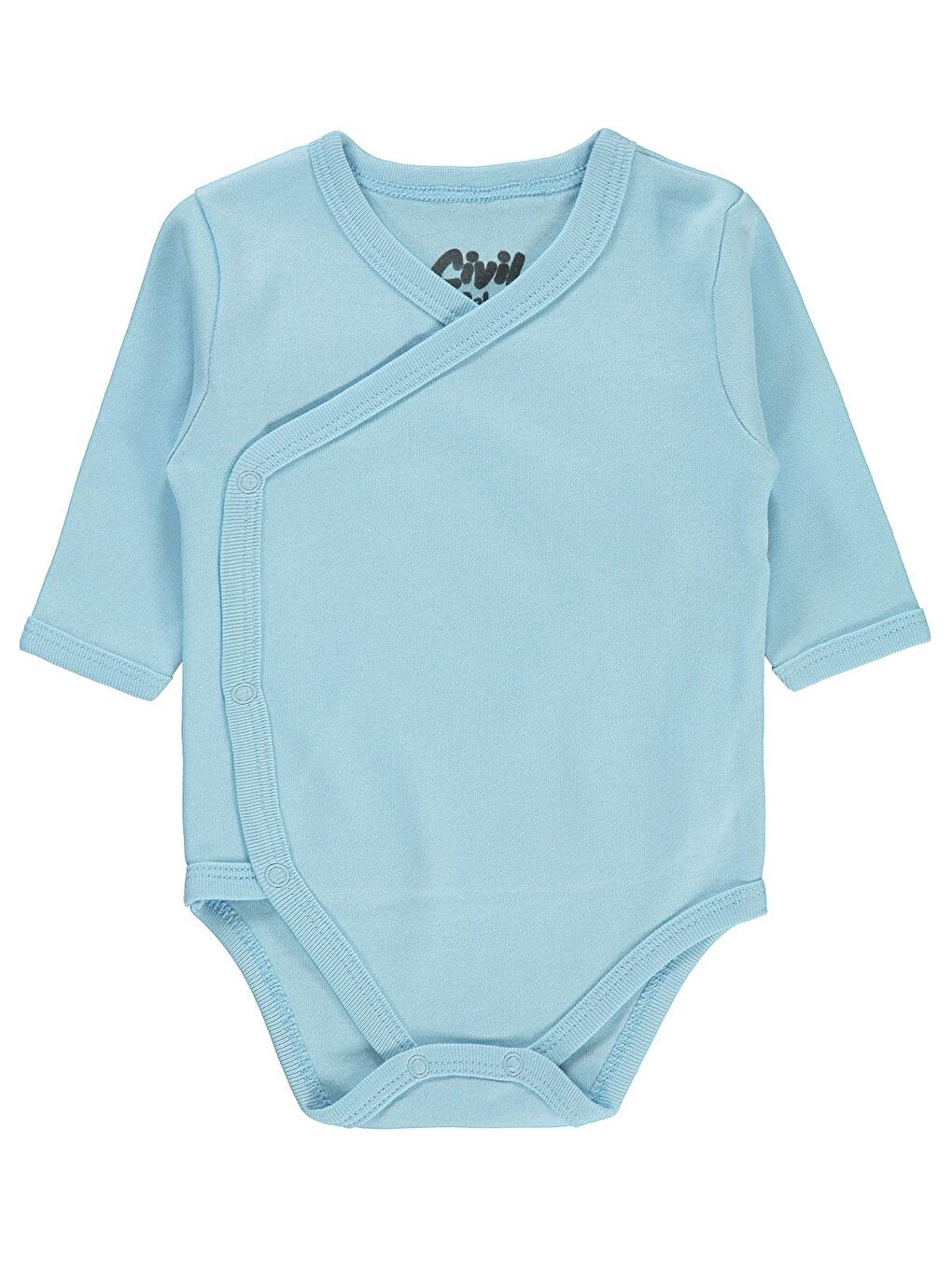 Civil Mavi Baby Bebek Kruvaze Yaka Çıtçıtlı Badi 1-6 Ay Mavi