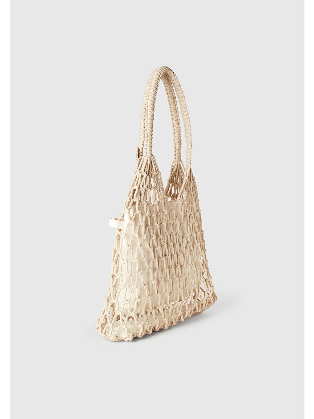 Kadın Ekru İçi Pamuk Delikli Omuz Çantası-1