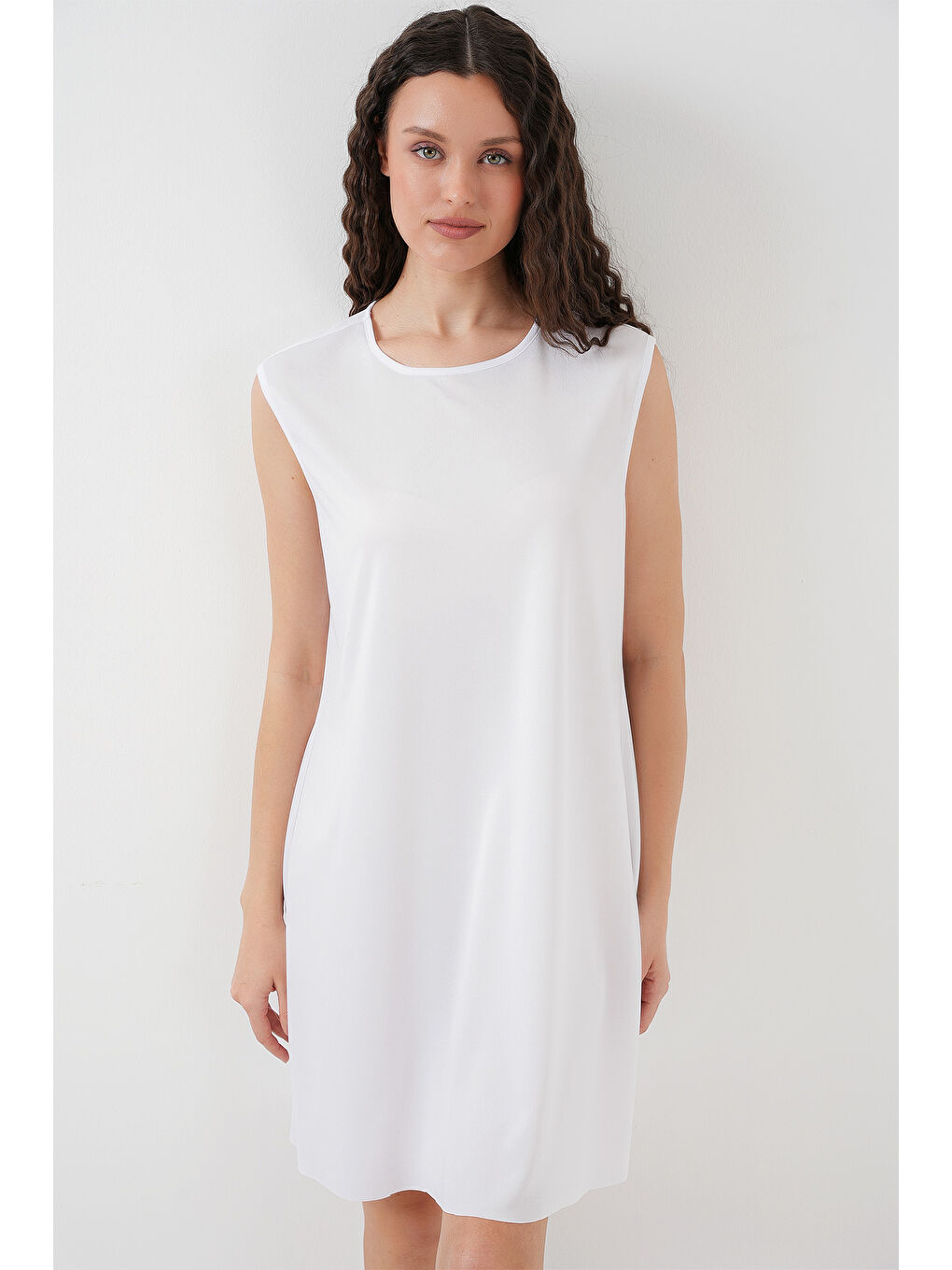 2535 Kolsuz Midi Elbise Astarı İçlik Jüpon - Beyaz-2