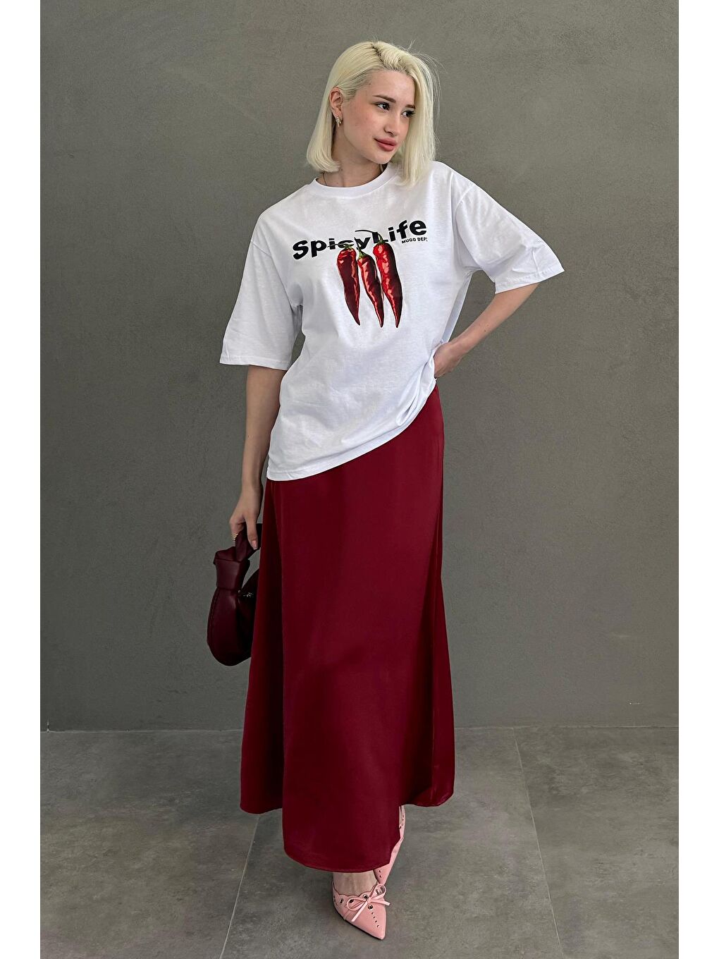 Beyaz %100 Pamuklu Baskılı Kadın Tişört Mg2452-5