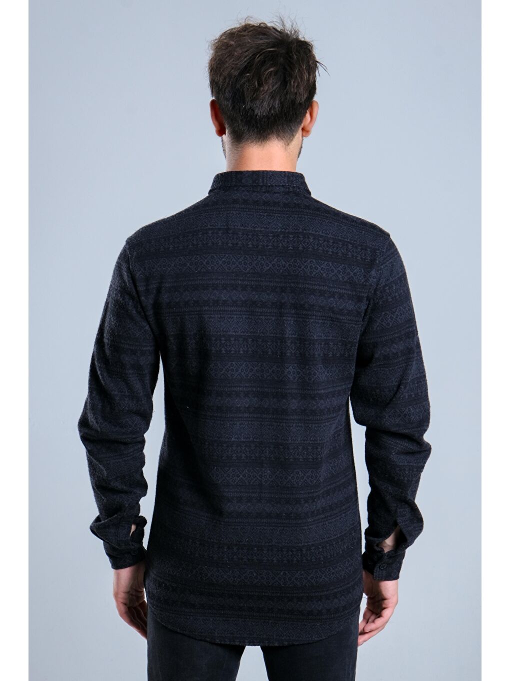 Antrasit Kilim Desen Kapaklı Kışlık Oduncu Gömlek MAR 4207-6