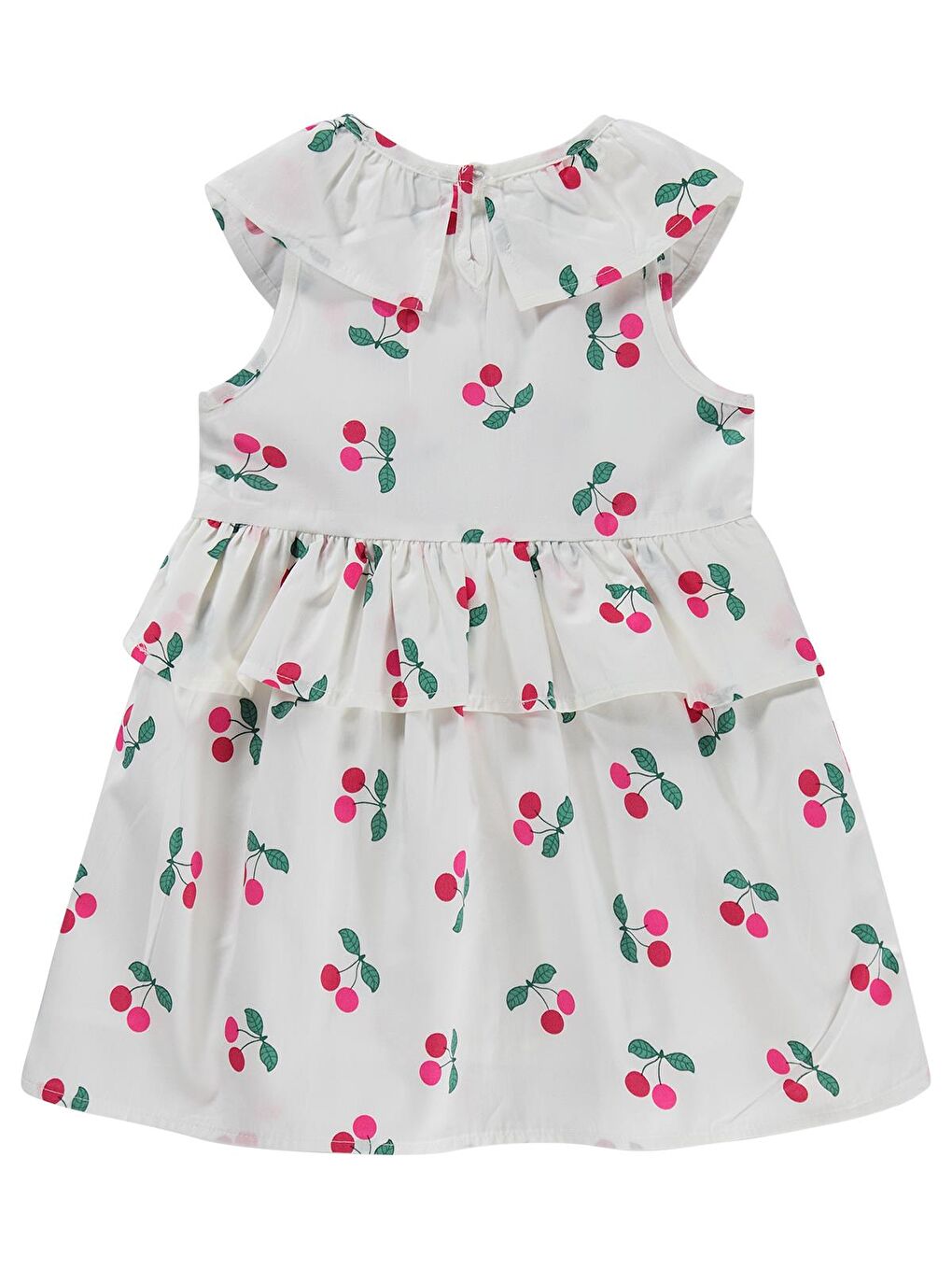 Girls Kiraz Baskılı 2-5 Yaş Elbise - Ekru 4-5 Yaş-1