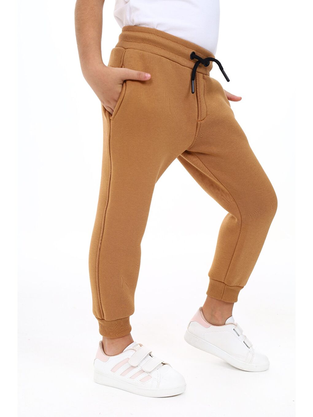 Kahverengi Kız Çocuk İki Yanı Cepli Eşofman Alt-1