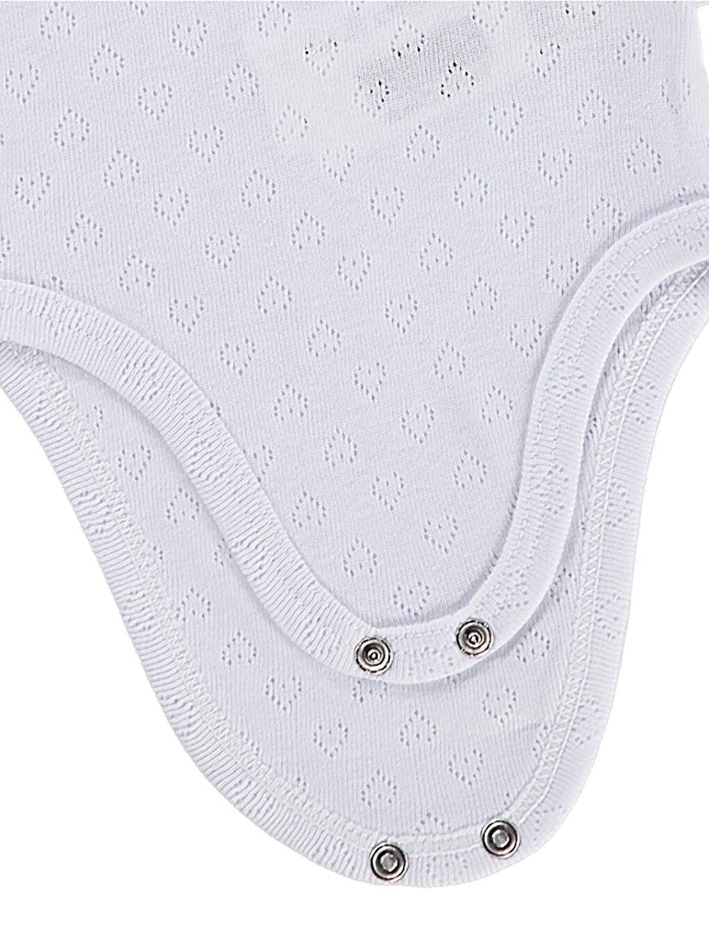 Baby Jakarlı 3-36 Ay Çıtçıtlı Badi - Beyaz-1