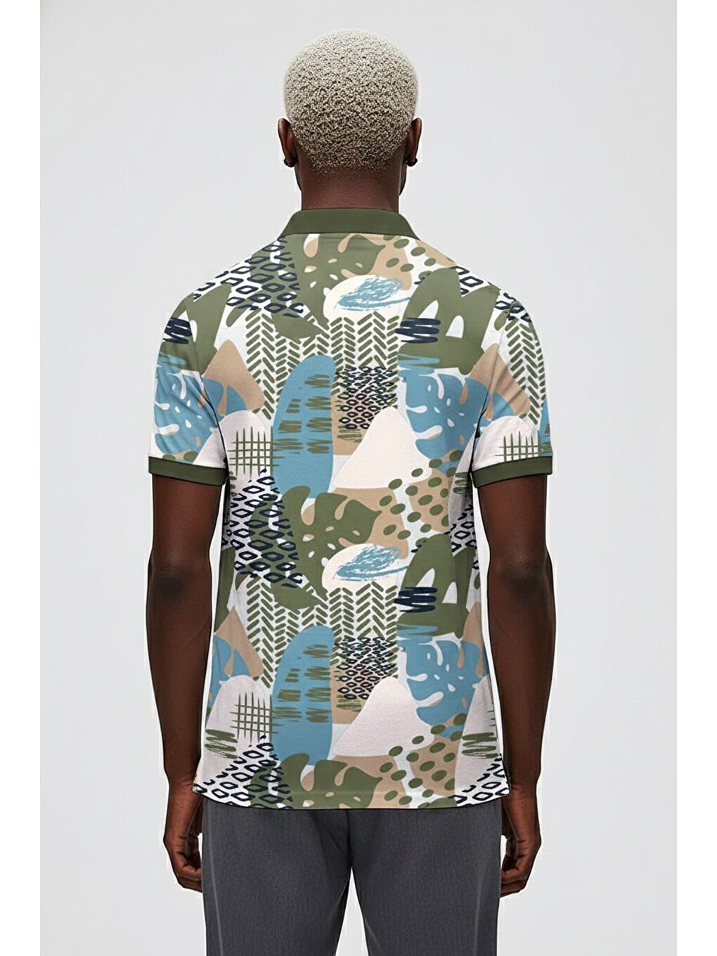 Bota Soluk Yeşil Polo Yaka Erkek Baskılı Tişört-2