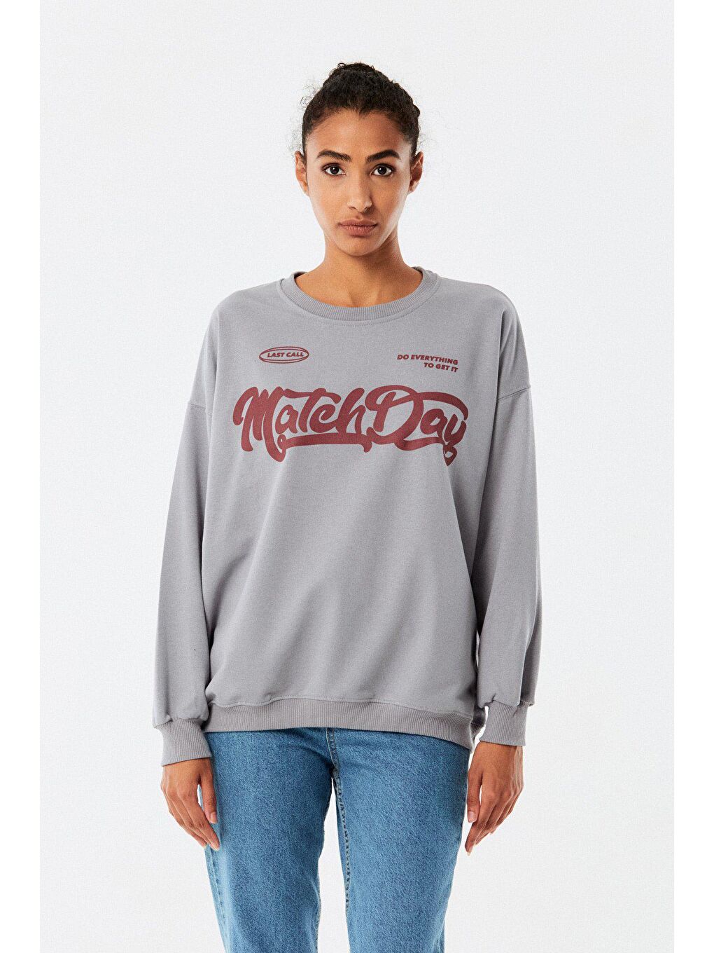 Fullamoda Füme Match Day Baskılı Bisiklet Yaka Sweatshirt - 4