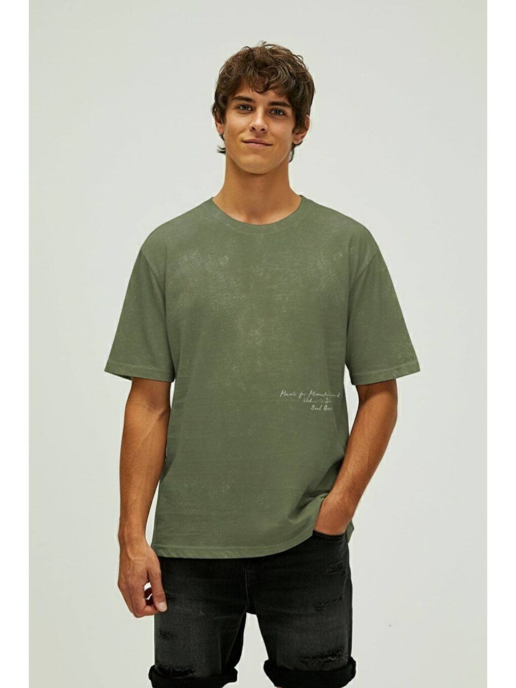 Made For Soluk Yeşil Erkek Baskılı Tişört-2