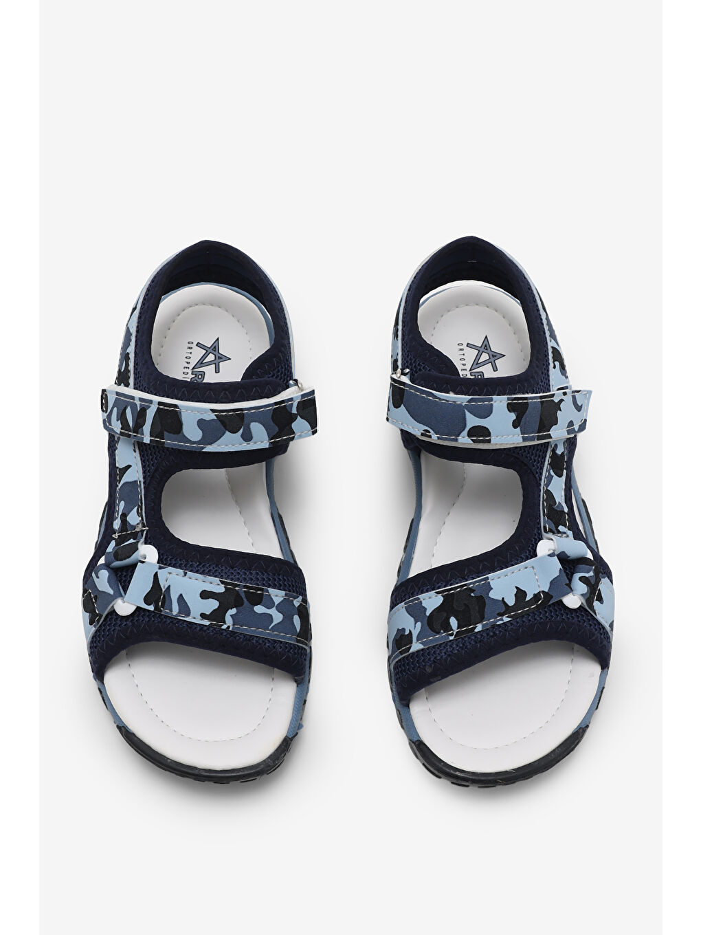 Çocuk Unisex Lacivert Kamuflaj Çoçuk Cırtlı Sandalet