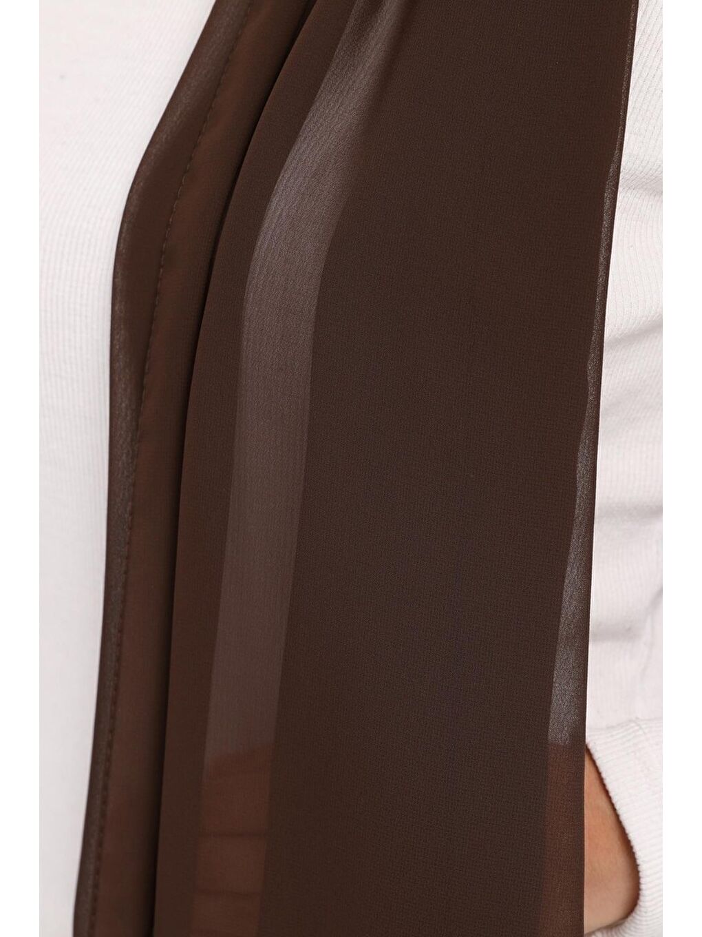 Kahverengi Hazır Lüks Pratik Hijablı Şifon Şal-3