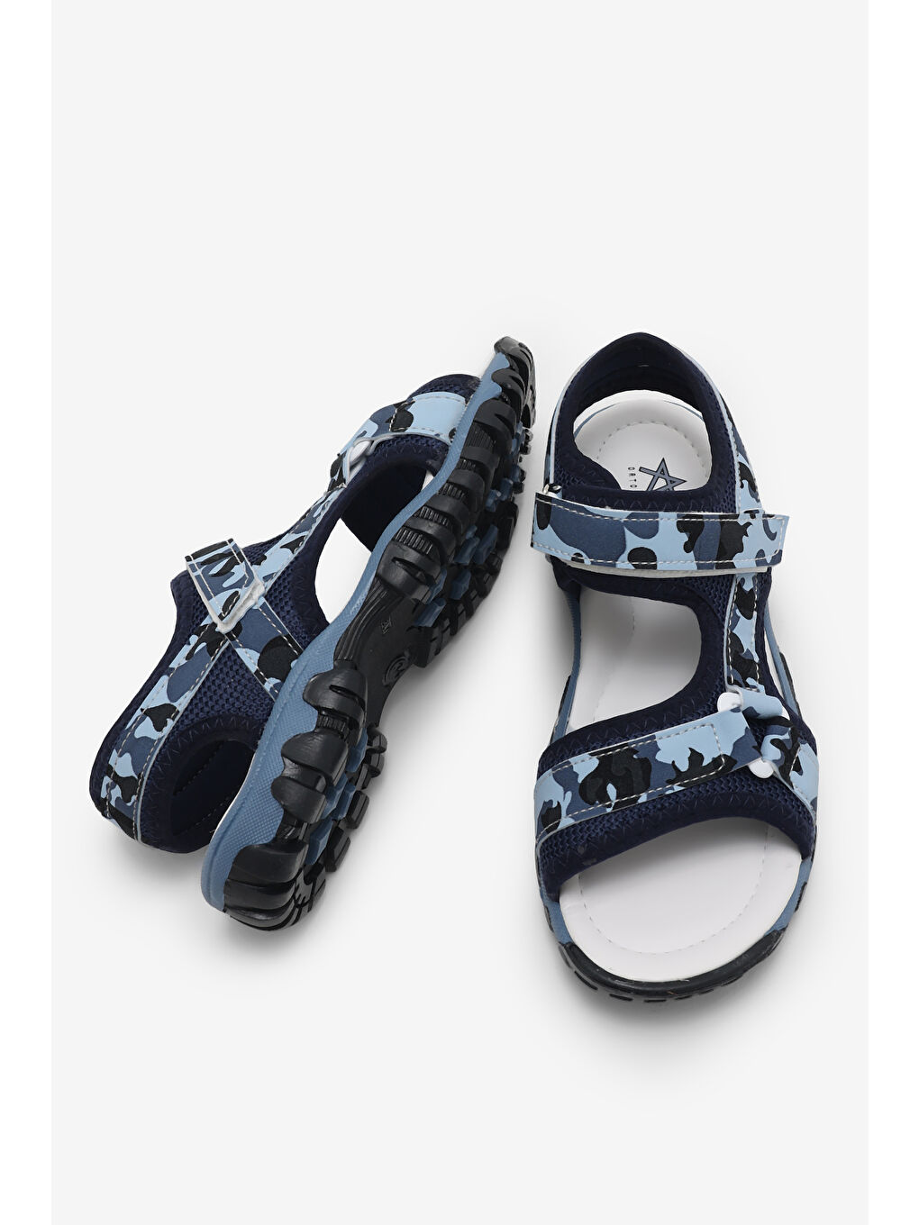Çocuk Unisex Lacivert Kamuflaj Çoçuk Cırtlı Sandalet-1