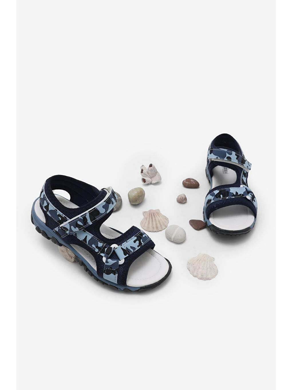 Çocuk Unisex Lacivert Kamuflaj Çoçuk Cırtlı Sandalet-3