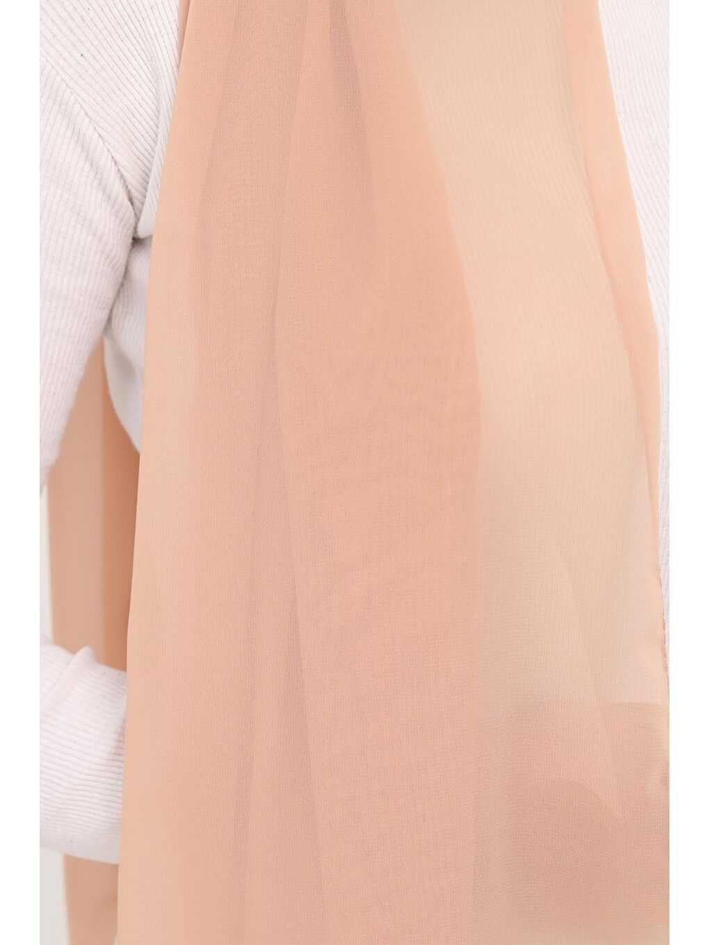 Bej Hazır Lüks Pratik Hijablı Şifon Şal-3