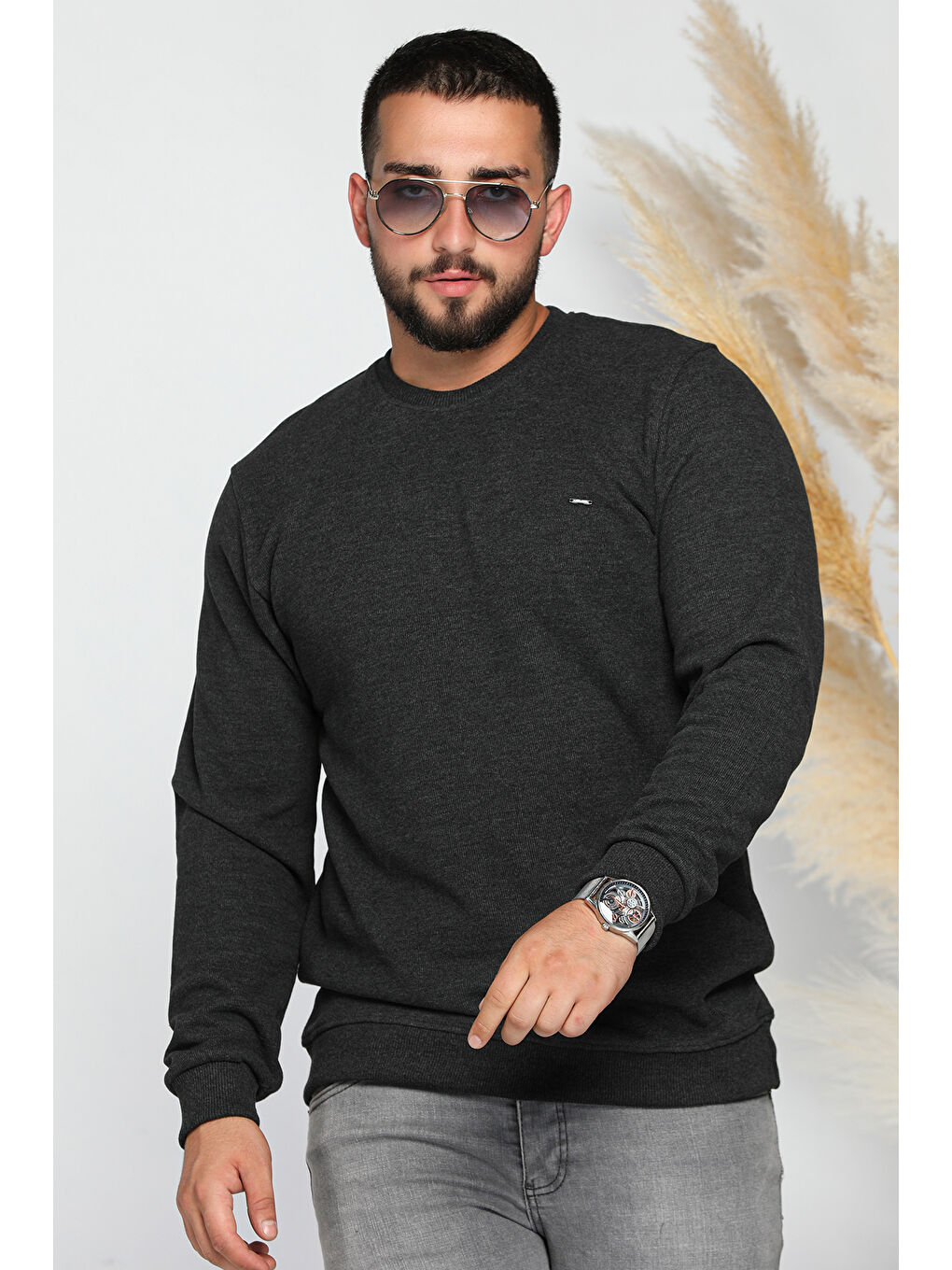 Mishar İtalia Antrasit Erkek Bisiklet Yaka Selanik Sweatshirt