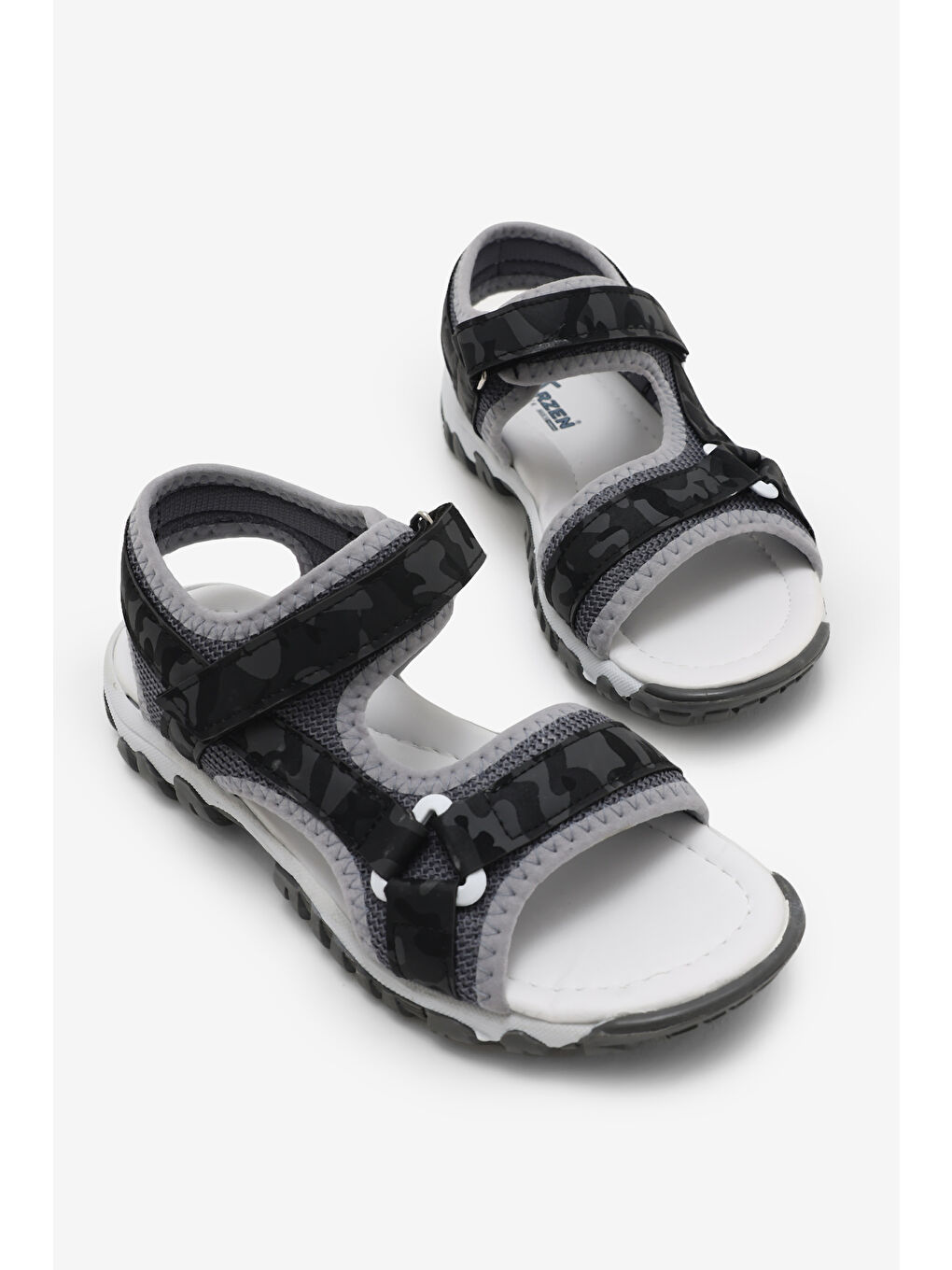 Çocuk Unisex Siyah Kamuflaj Çoçuk Cırtlı Sandalet-2