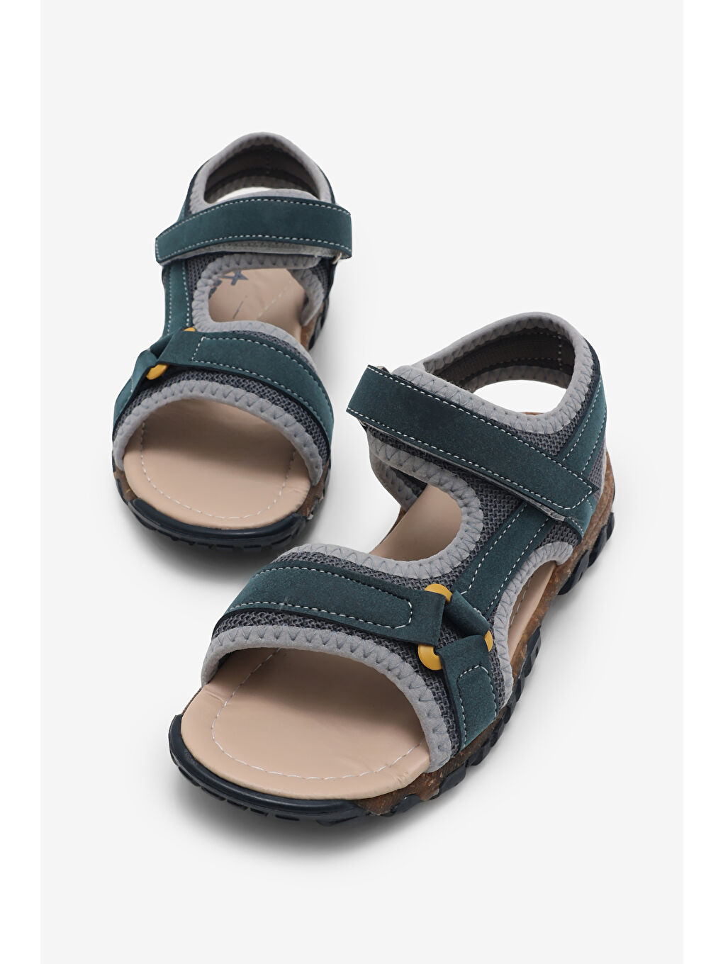 Çocuk Unisex Lacivert Sarı Çoçuk Cırtlı Sandalet