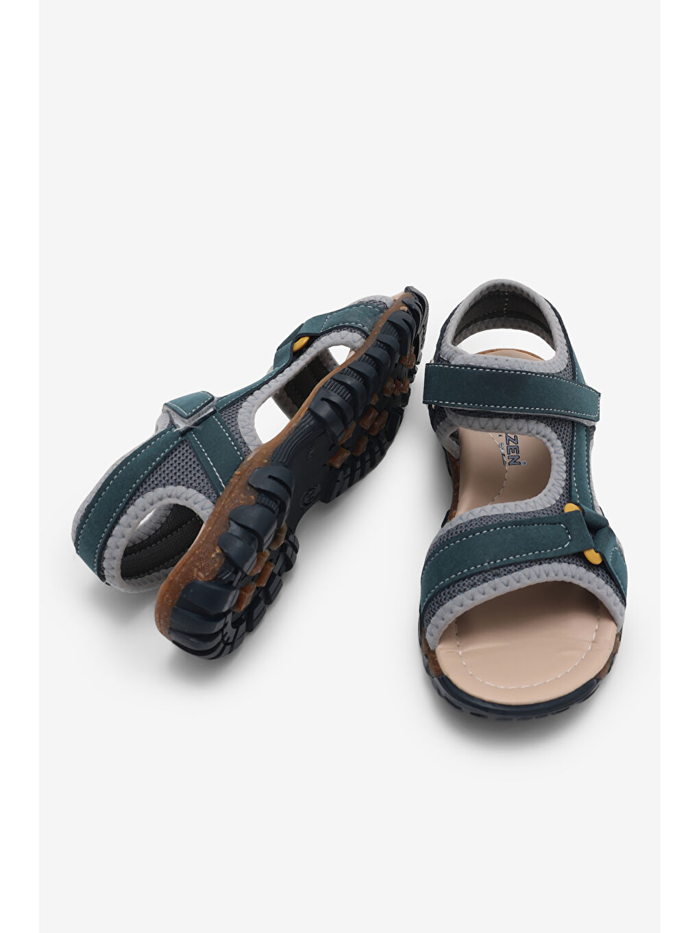 Çocuk Unisex Lacivert Sarı Çoçuk Cırtlı Sandalet-1
