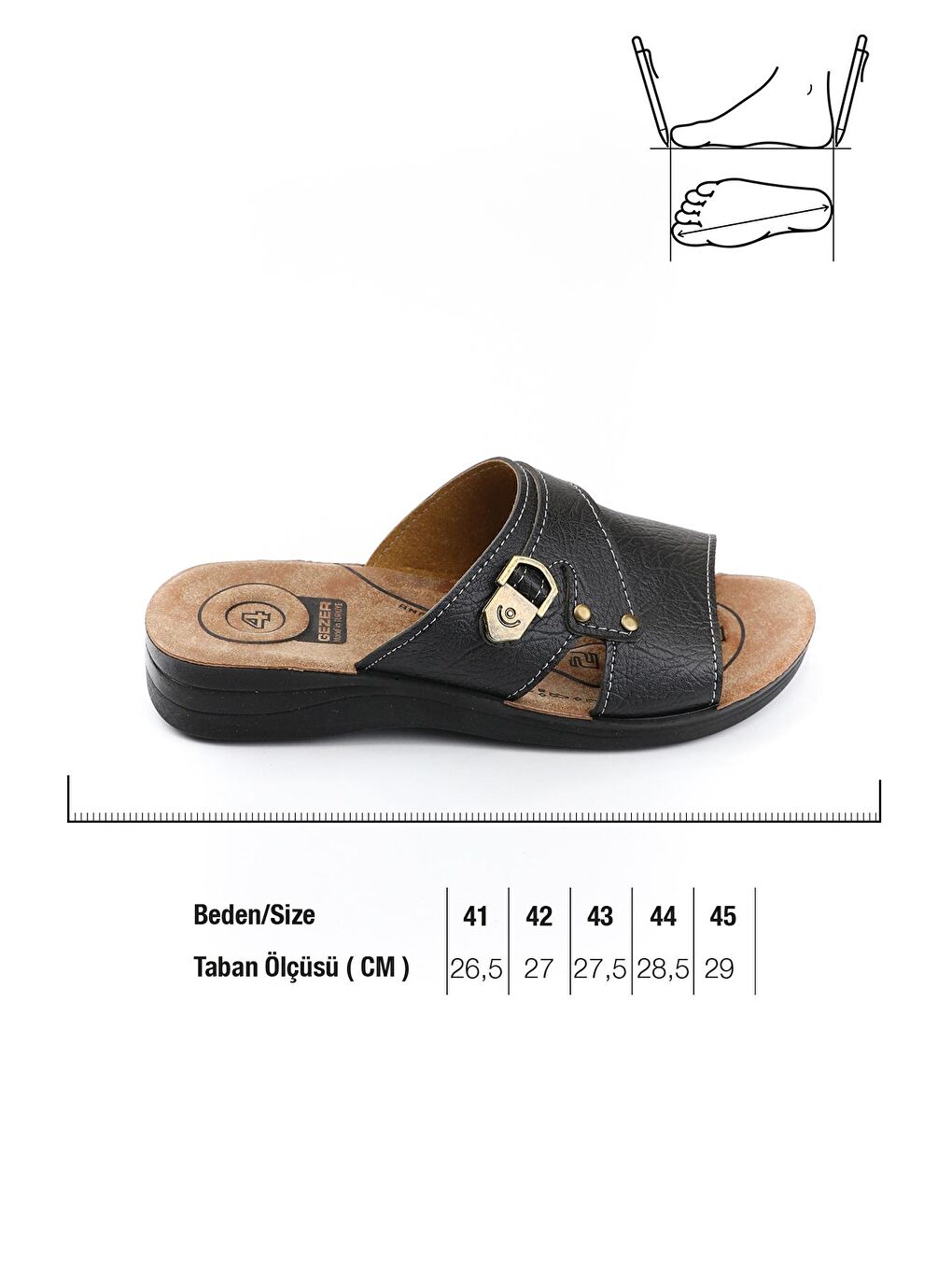Siyah Yazlık Anatomik Taban Erkek Terlik-3