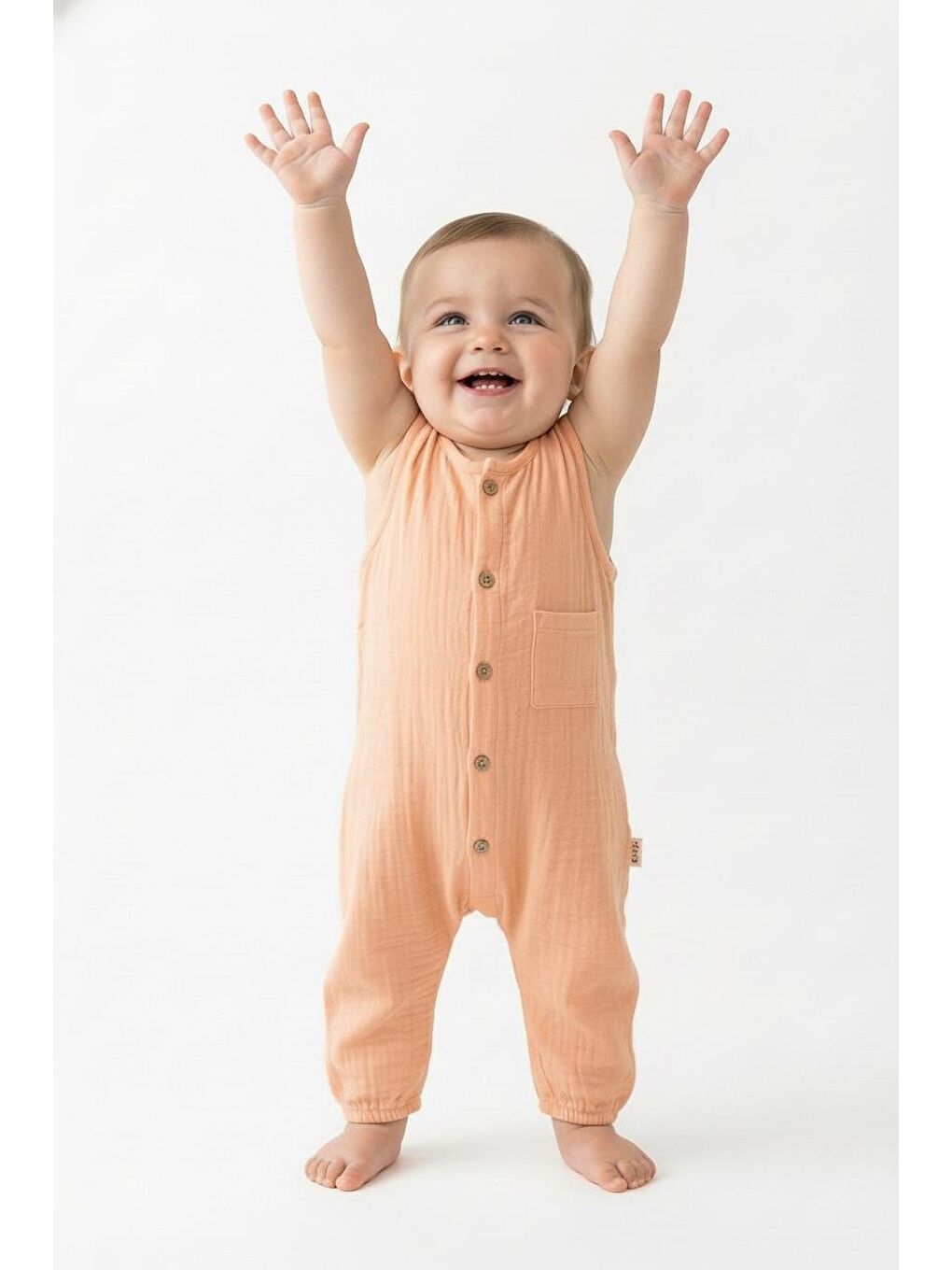 Bej Müslin Kısa Atlet Tulum-2