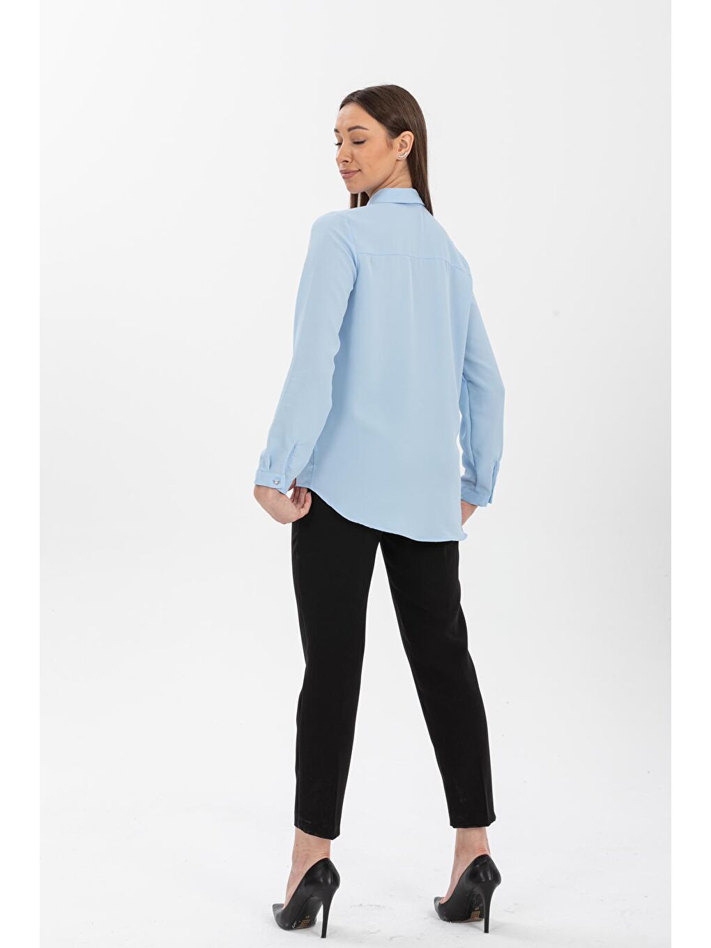 Mavi Önü Kısa Arkası Uzun Jessica Gömlek-4