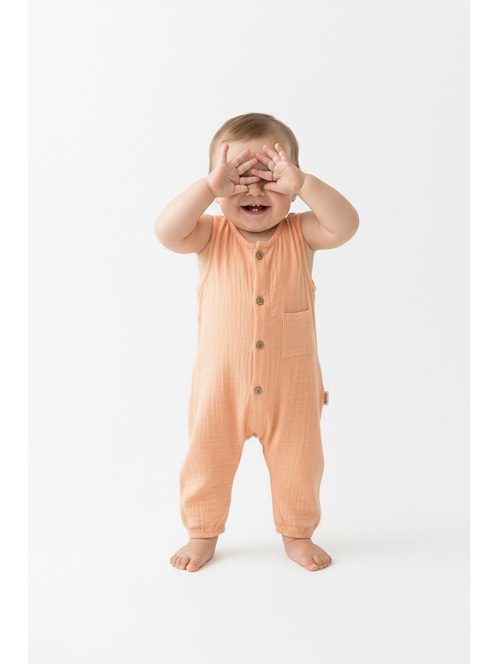 Bej Müslin Kısa Atlet Tulum-4