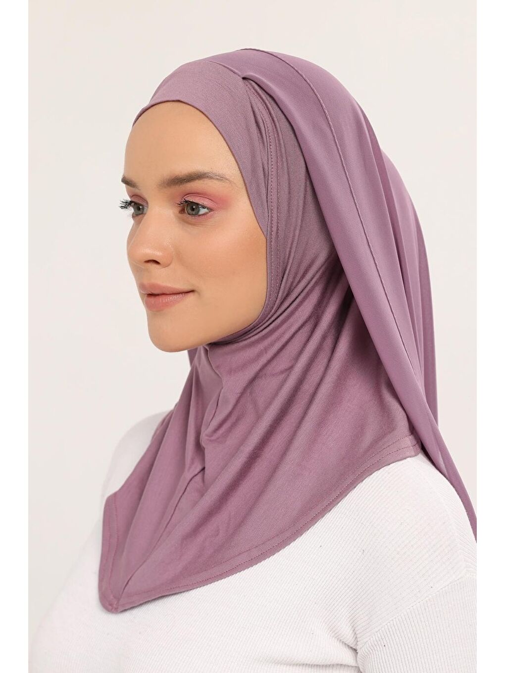 Pembe Hazır Lüks Pratik Hijablı Şifon Şal