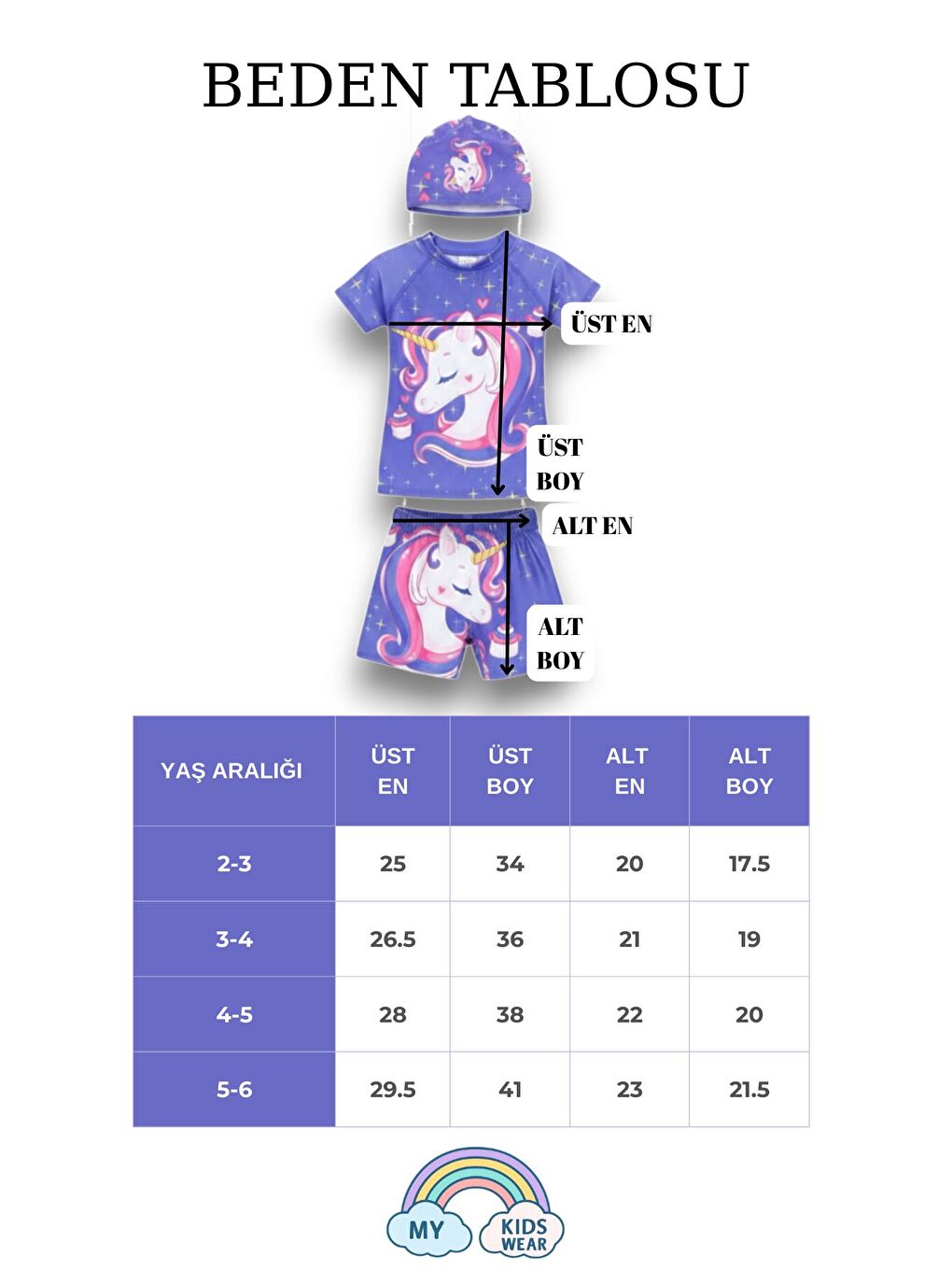 Mor Kız Çocuk Şortlu Bone’li Mayo Takımı 3 Parça 12563-1
