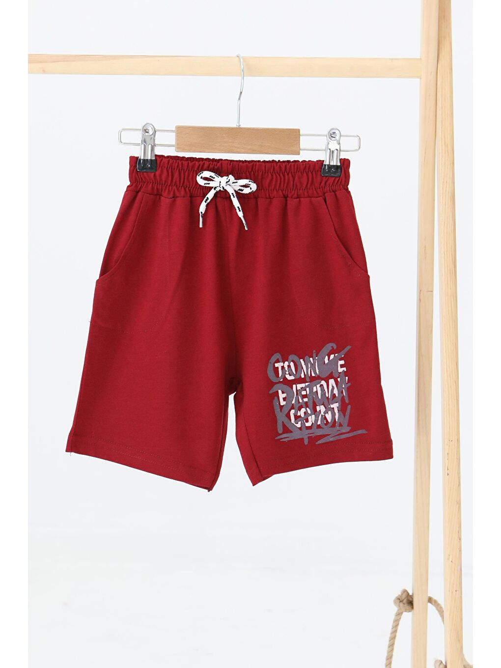 Erkek Çocuk Bordo Baskılı Şort - 27330