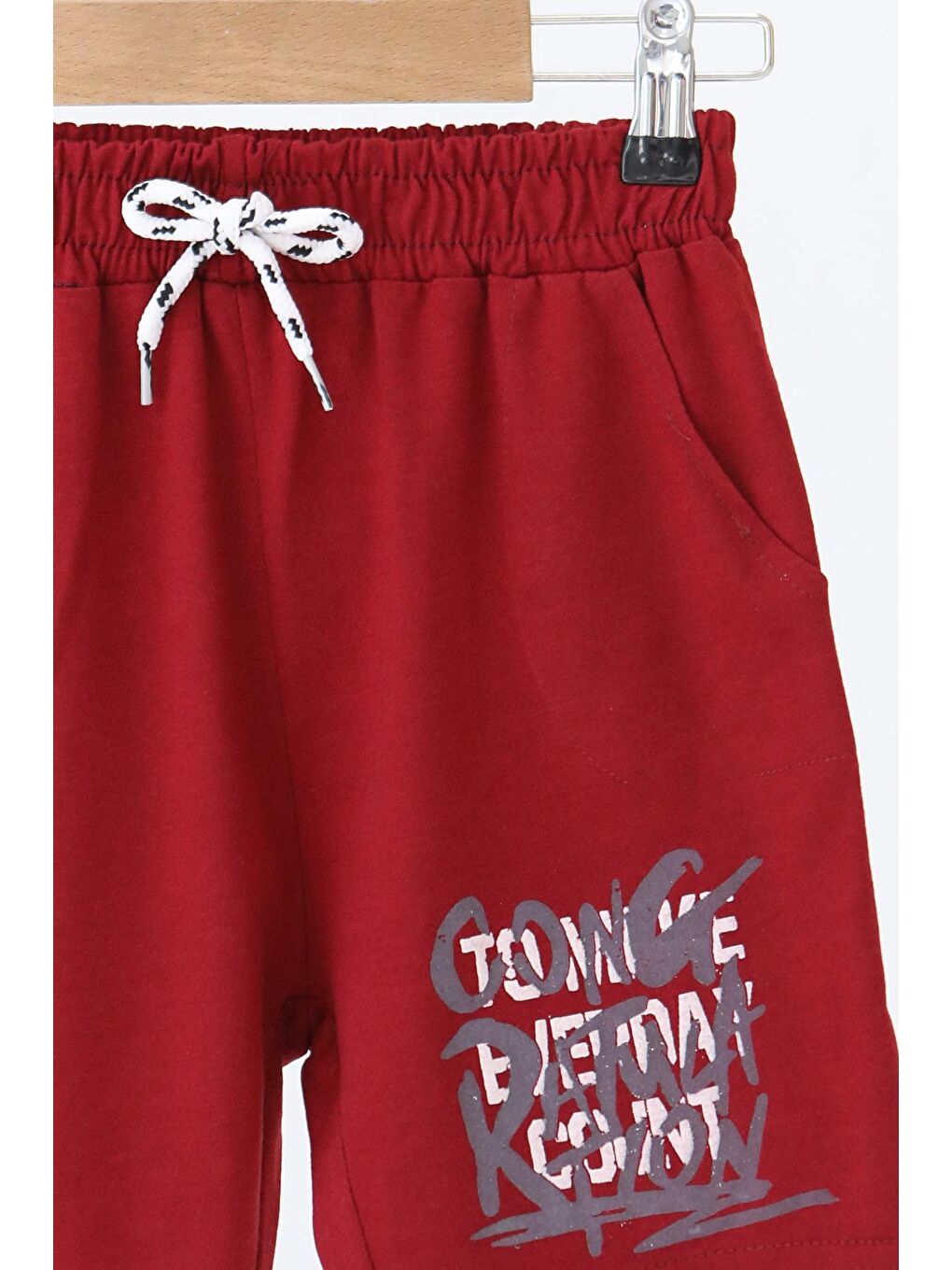 Erkek Çocuk Bordo Baskılı Şort - 27330-1