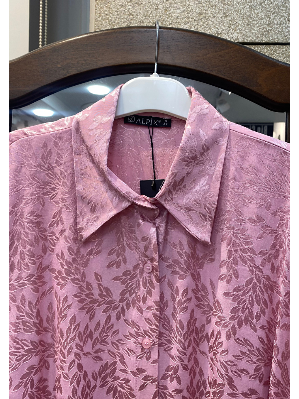 Pembe İç Göstermeyen Jakarlı Oversize Uzun Kadın Gömlek