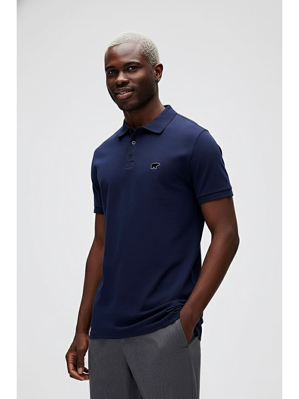 Gabriel Lacivert Polo Yaka Erkek Tişört-1