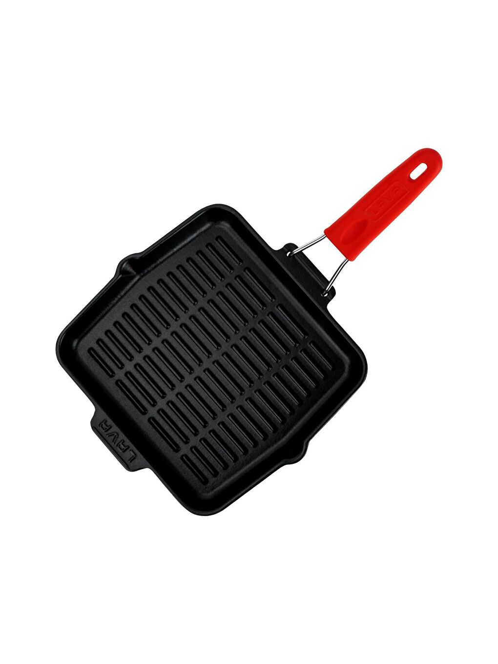 Kırmızı Kare Sığ Izgara Tavası Silikon Tel Saplı Ölçü 24x24cm.-2