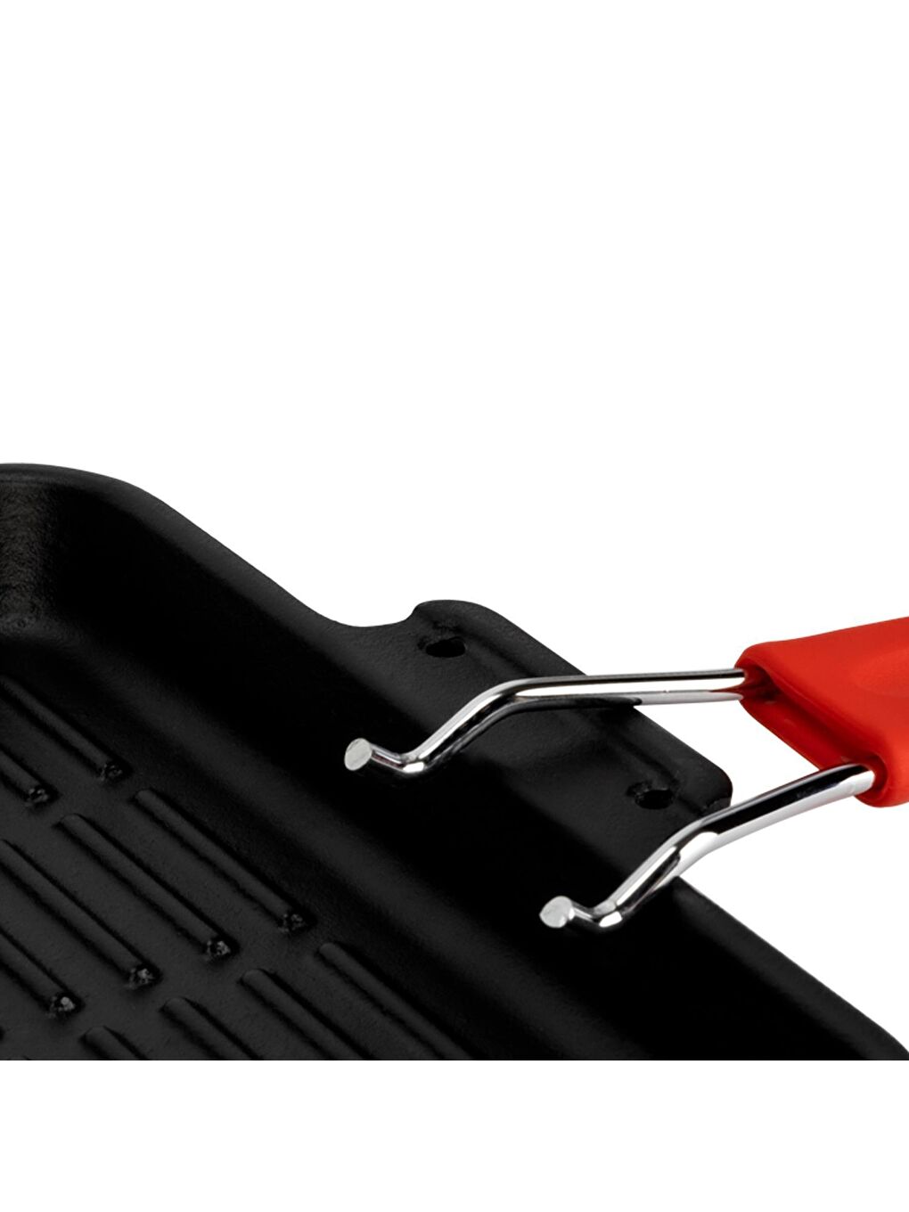 Kırmızı Kare Sığ Izgara Tavası Silikon Tel Saplı Ölçü 24x24cm.-4