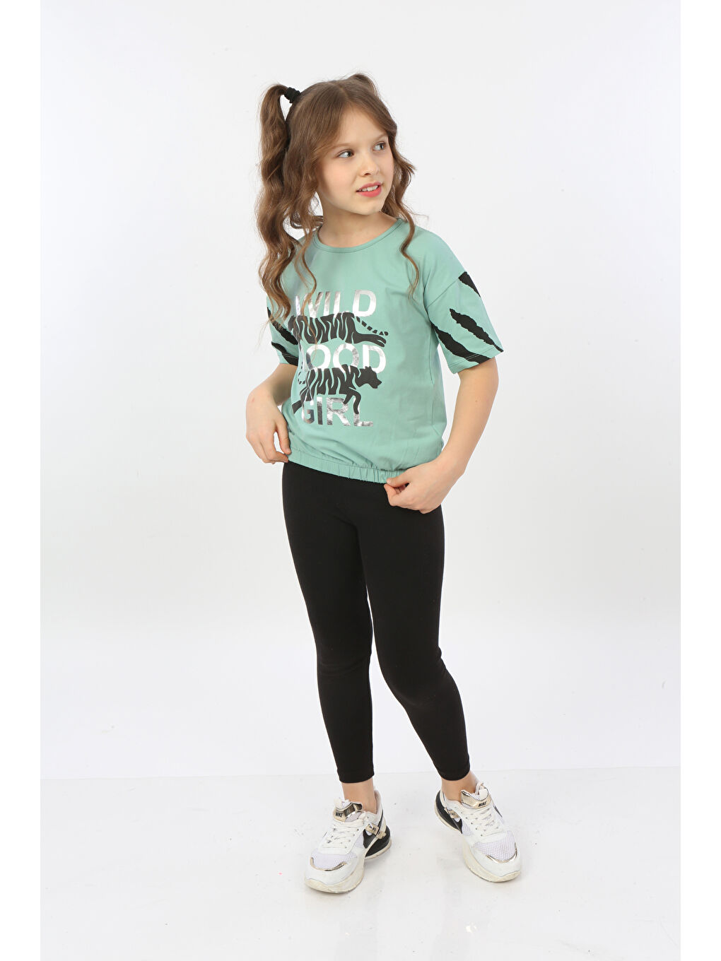 Gri Kız Çocuk Wild Wood Girl Baskılı Tişört